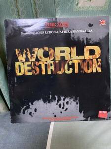 レコード　TIME ZONE／WORLD DESTRUCTION、１２インチEPレコード、VS74612，英盤、アフリカ・バンバータとPILのジョン・ライドンがコラボ