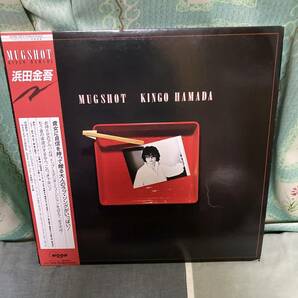レコード 浜田金吾／MUGSHOT、MOON28012、帯あり、歌詞カードにシミあります、盤に目立ったキズはありませんの画像1