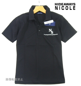 新品 春夏 ニコル　胸ロゴ 半袖 ゴルフ ポロシャツ　48/L　黒 ブラック　吸水速乾　NICOLE selection