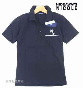 新品 春夏 ニコル　胸ロゴ 半袖 ゴルフ ポロシャツ　48/L　紺 ネイビー　吸水速乾　NICOLE selection