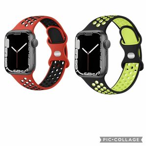 Apple Watch バンド　交換バンド　シリコン　2本セット　ベルト アップルウォッチ シリコン バンド ベルト スポーツ