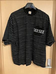 SEE SEE SUPER BIG FLAT SS BOARDER pocket TEE 黒 S.F.C STRIPES FOR CREATIVE Tシャツ ボーダー fresh service is-ness so nakameguro