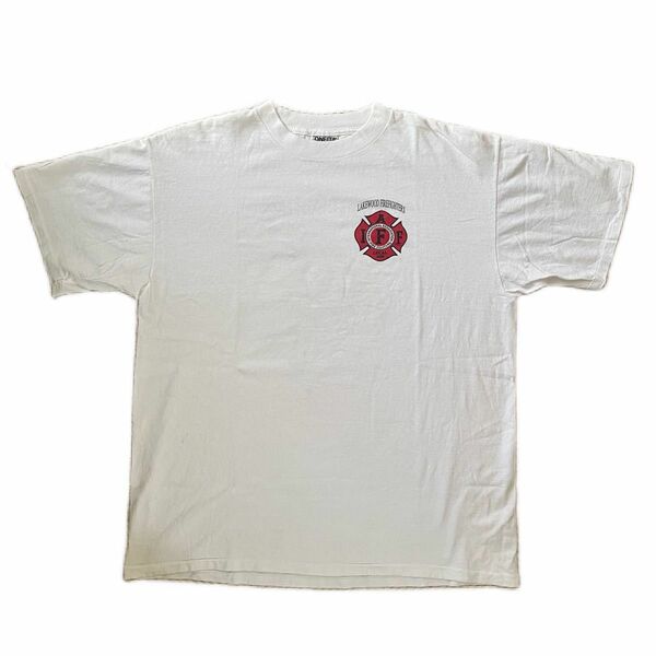 ONEITA オニータ Tシャツ カットソー 90s シングルステッチ 両面プリント LAKEWOOD FIREFIGHTERS