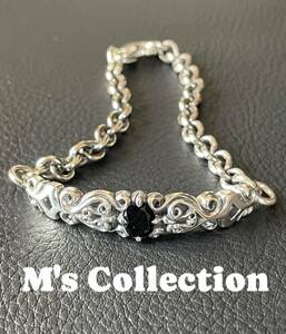 M's Collection エムズコレクション　ブレスレット　シルバー925　SILVER SV925　百合　トライバル　バングル　チェーン　天然石