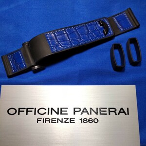 OFFICINE PANERAI 正規 オフィチーネ パネライ 純正 ベルクロ ラバー ストラップ ベルト 黒 青 アリゲーター クロコ 希少品 激レア 未使用