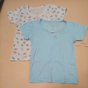 女の子 インナーウェア 半袖　Tシャツ　２枚セット　白色　水色