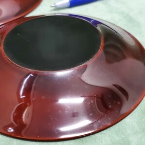 木製 漆器 蒔絵入り 小皿 5枚 （検索 茶道具 茶托 漆芸 天然木 アンティーク インテリア ディスプレイ コレクション s4/1225の画像8