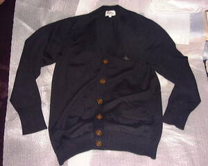  Vivienne Westwood MANo-b. Logo V neck cardigan black 44 sweater jacket 