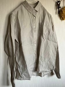 無印良品　MUJI リネンレギュラーカラーシャツ　ポケット付き　ベージュ　Sサイズ 長袖シャツ