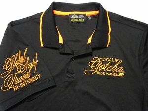 ★GOTCHA GOLF★半袖ポロシャツXXL/黒ガッチャゴルフ大きいサイズ半袖シャツメンズゴルフウェアビッグサイズブラック