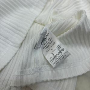新品 タグ付き 日本製 定価:9,000円 MORGAN 半袖 ポロシャツ リブニット 白 ホワイト メンズ L 綿45%の画像8