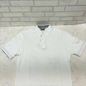 新品 タグ付き 日本製 定価:9,000円 MORGAN 半袖 ポロシャツ リブニット 白 ホワイト メンズ L 綿45%の画像3