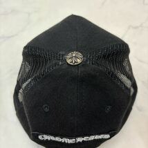 美品 国内正規品 CHROME HEARTS クロムハーツ トラッカーキャップ フレアニープリント ブラックデニム 帽子 黒 メッシュ アメリカ製_画像5