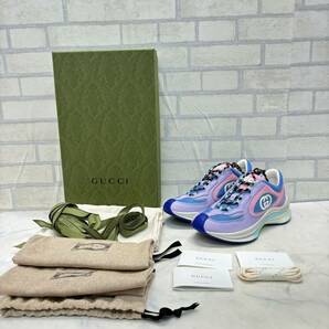 新品 イタリア製 Gucci Run スニーカー ピンク スエード サイズ36.5 24.5㎝ レディース 保管袋、箱付きの画像1