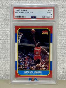 Майкл Джордан 1986-87 Fleer #57 RC PSA 9 Монетный двор Майкл Джордан.