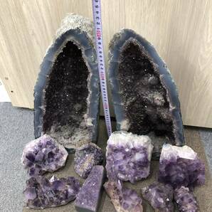MM-10971②原石 アメジスト パワーストーン 標本 置物 紫水晶 国産鉱物 天然石 鑑賞石 の画像9