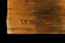 ●フランソア・ミレー●油絵　手描き《グリューシー》表サイン　画廊取扱シール　F10号　額無　模写/検索ワード(コロー/ターナー)a149_画像2