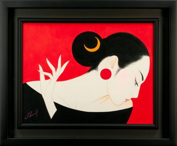 ●Ichiro Tsuruta ●Pintura al óleo Pintado a mano Rojo puro Señal frontal Señal trasera F6 Reproducción enmarcada/Palabra de búsqueda (Shogo Takatsuka/Kazutoshi Kihara) A156, cuadro, pintura al óleo, retrato