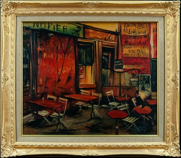 ●Yuzo Saeki ●Oil painting Hand-painted Restaurant Front sign Back sign Shinichi Yamada appraisal seal No. F8 Framed Reproduction/Search word (Takanori Ogisu/Tsuguharu Fujita) A162, painting, oil painting, Nature, Landscape painting