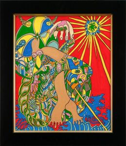 Art hand Auction ●Jimmy Onishi ●Oil painting Hand-painted Summer Girl Front signature Endorsement (stamp) No. F8 Framed Reproduction/Search word (Taro Okamoto/Yayoi Kusama) A22, painting, oil painting, abstract painting