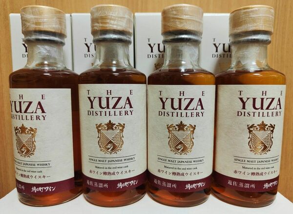 シングルモルト・ジャパニーズウイスキー「YUZA 朝日町ワイン樽熟成ウイスキー」180ml ４本セット