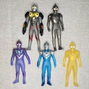 16◆ウルトラヒーローシリーズ ラメ クリア イベント 限定 スペシャル 当時物 ソフビ フィギュア ウルトラマン5体 約13cm