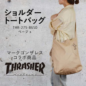 スラッシャー トートバッグ ベージュ 2way▼THR-275-BGSD▼新品 THRASHER ショルダーバッグ メンズ レディース 男女兼用 通学 Z2