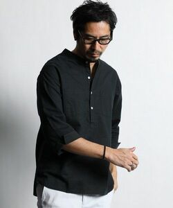 The DUFFER of ST.GEORGE　3Q COTTON/LINEN 7分袖 コットン/リネン ノーカラーシャツ S