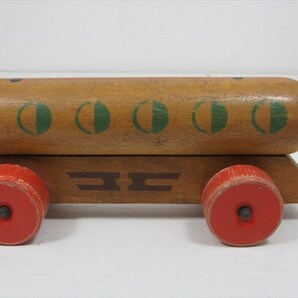 Wooden Toy 木製 列車 3両 昭和レトロ 当時物 日本製 木のおもちゃ 乗り物 木製玩具 箱付 雑貨の画像5