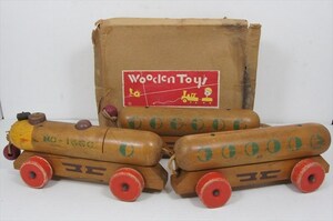 Wooden Toy 木製 列車 3両 昭和レトロ 当時物 日本製 木のおもちゃ 乗り物 木製玩具 箱付 雑貨