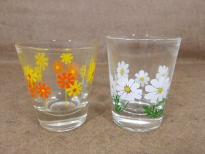 ateli Agras shot glass floral print .../ Alice 2 pieces set glass Showa Retro original ate rear ate rear retro tableware miscellaneous goods unused goods 