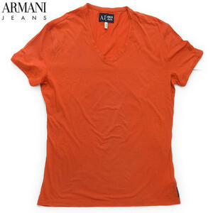 【美品】アルマーニ ジーンズ 半袖Tシャツ オレンジ XL/XXL 綿100% ARMANI JEANS