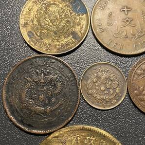 中国銅貨9枚まとめ 中華民国 光緒 二十文 十文 二文 四川 大清 奉天 コイン 硬貨 古銭 美品 レアの画像7