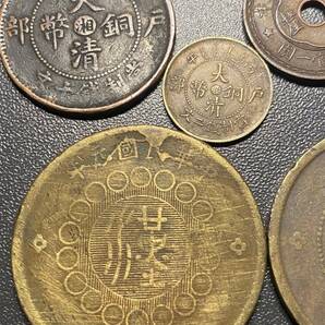 中国銅貨9枚まとめ 中華民国 光緒 二十文 十文 二文 四川 大清 奉天 コイン 硬貨 古銭 美品 レアの画像6