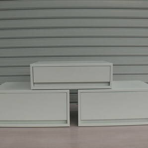 MUJI 無印良品 ポリプロピレンケース・引出式・横ワイド・深型2個と浅型1個のセット ホワイトグレー（幅37cm/奥行26cm/高さ17,5cm・12cm）の画像1