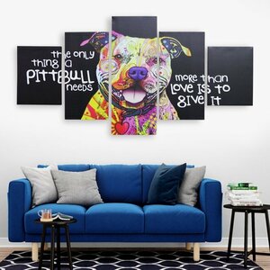 Art hand Auction 室内艺术面板画壁挂装饰现代狗比特犬时尚杂货总高 150 厘米 x 总高 80 厘米 5 件套 73, 挂毯, 壁挂, 挂毯, 织物面板