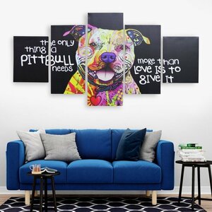 Art hand Auction Innenkunst-Tafelgemälde, Wandbehang, Dekoration, moderner Hund, Pitbull, stilvoll, verschiedene Waren, Gesamthöhe 150 cm x Gesamthöhe 80 cm, 5er-Set 73, Tapisserie, Wandbehang, Tapisserie, Stoffplatte