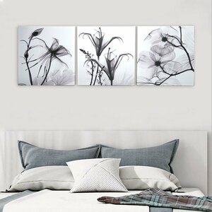 Art hand Auction Interior Art Panel Oil Painting Wall Hanging Decoration Modern Miscellaneous Items X-Ray X-Ray Monochrome Black and White Flower Stylish 50x50cm Set of 3 22, tapestry, wall hanging, tapestry, fabric panel