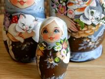 ★スヴェトラーナ・ニコラエヴァ　マトリョーシカ　～ブルー＆ブラウン～　作家もの　matryoshka nesting dolls_画像8