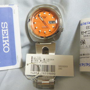 未使用保管 SEIKO 5 SPORTS Reissue 7S36-0050 セイコー ファイブ スポーツ 復刻モデル Silver & Orange Not Used Dead Storage [SBSS003]の画像2