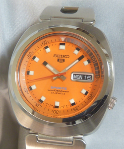 未使用保管 SEIKO 5 SPORTS 7S36-0100 セイコー ファイブ スポーツ 日本製 Silver & Orange Not Used Dead Storage with a Tag [SKZ061P]