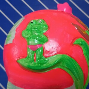 70s ビンテージ 貯金箱 かえる 蛙 カエル きのこ キノコ マッシュルーム サイケデリック 蛍光色 ヒッピー BERRIES 日本製 vintage usa の画像6