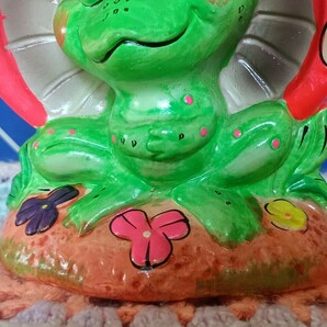 70s ビンテージ 貯金箱 かえる 蛙 カエル きのこ キノコ マッシュルーム サイケデリック 蛍光色 ヒッピー BERRIES 日本製 vintage usa の画像3