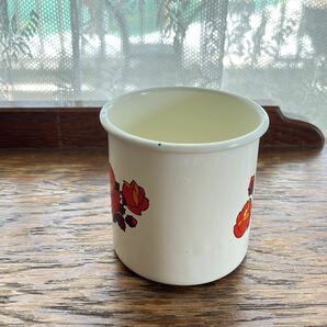 ホーローマグカップ バラの絵柄 昭和レトロ マグカップ 琺瑯 未使用品の画像3