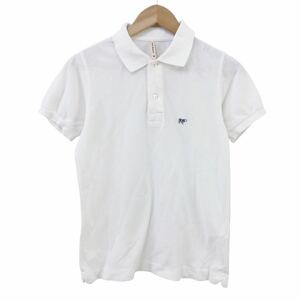 Nm209-39 SCYE BASIC rhinoceros Basic s polo-shirt with short sleeves shirt tops deer. . cut and sewn one Point white lady's 38 made in Japan 