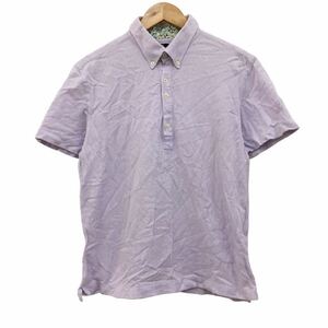 NC216 Paul Smith ポールスミス 大きいサイズ ボタンダウン 半袖 ポロシャツ シャツ トップス カットソー メンズ XL パープル 紫 日本製