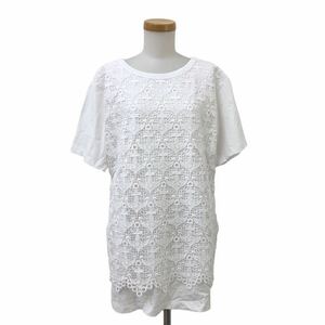 Nm211 美品 KYOKO HIGA キョウコヒガ レース 半袖 チュニック Tシャツ シャツ カットソー トップス ホワイト 白 レディース L