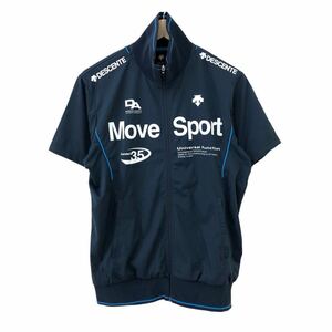 H721 DESCENTE デサント MOVE SPORT ムーブスポーツ 半袖ジャージ ジップアップ ジャケット 上着 ネイビー系 スポーツ メンズ L