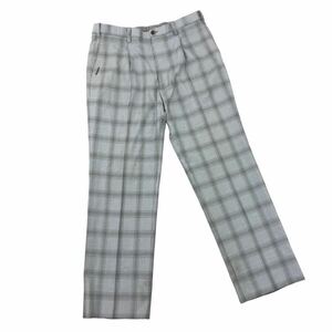 Nm208-35 Munsingwear マンシングウェア チェック タック ストレッチ パンツ ボトムス ズボン スラックス GOLF ゴルフ ウェア グレー系 88