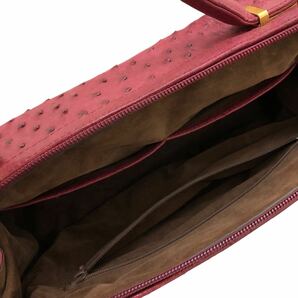 B380 オーストリッチ JRA認定 ハンドバッグ かばん カバン 鞄 バッグ BAG 本革 エキゾチックレザー 皮革 ダチョウ レッド 赤 レディース の画像4